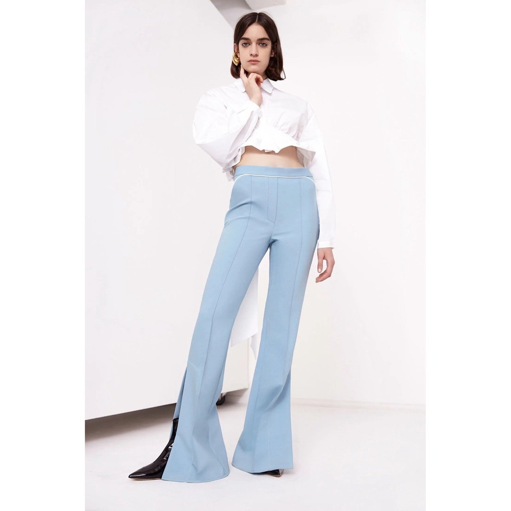 Ellery Resort Flared Pants Size AU 6 US 2 Blue Wool Blend Flares